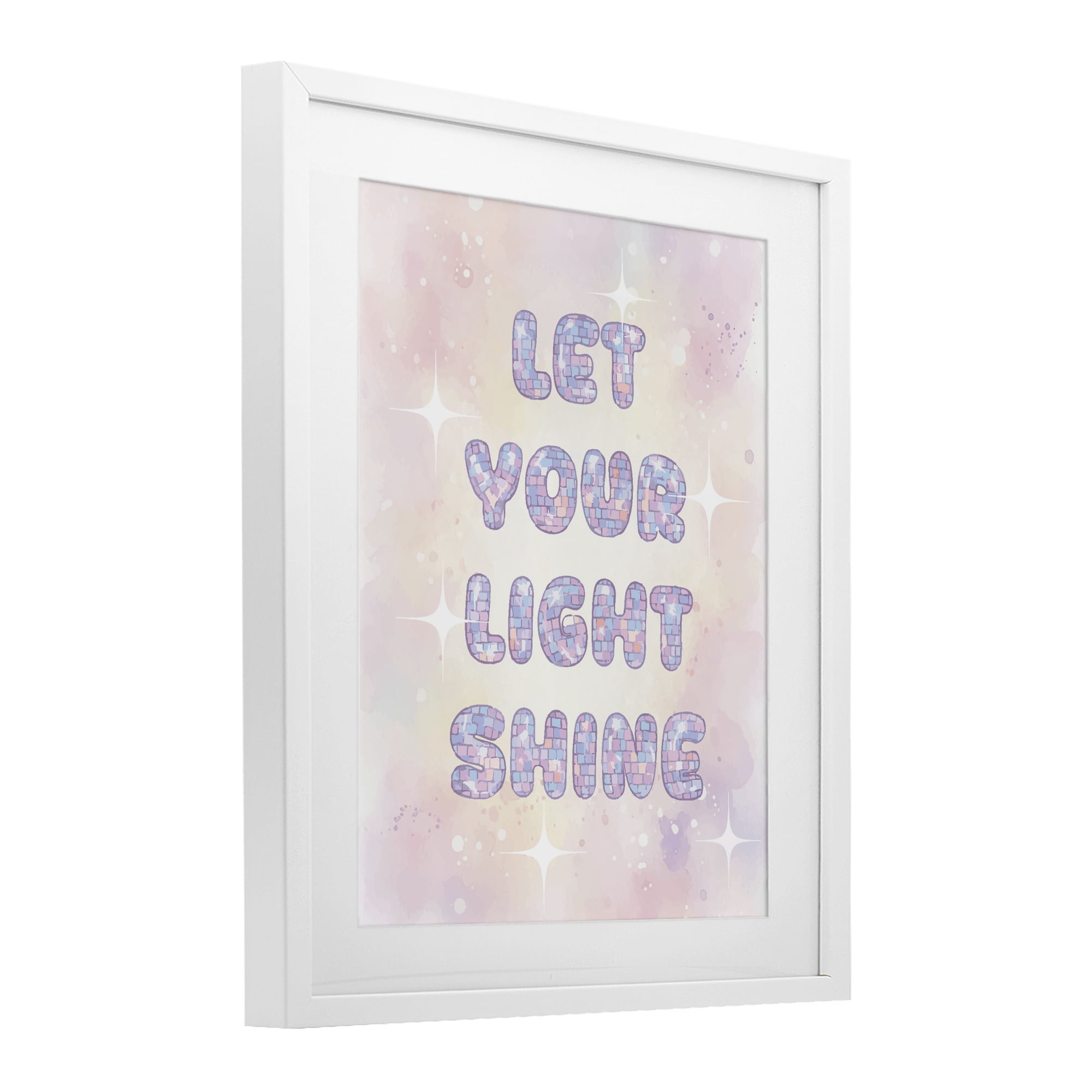 Stupell Industries Let Your Light Shine Pastels White Framed Print Under Glass, design by Lil' Rue