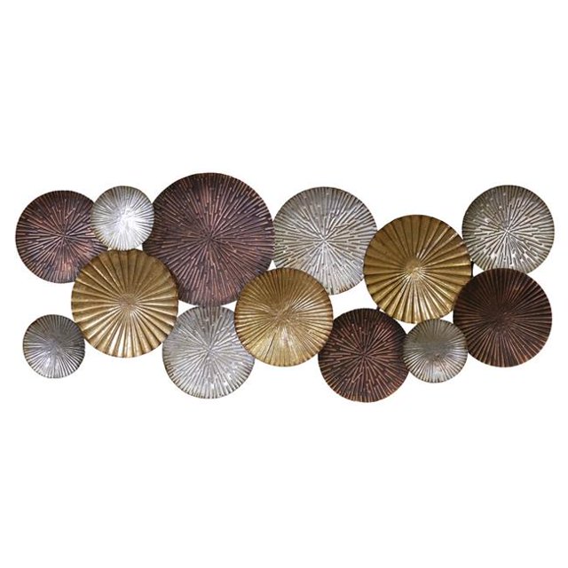 Benjara BM229484 Textured Conjoined Wooden Wall Sculpture, Multi Color