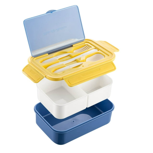 Boovnll Bento Box, Plastic Lunch Box Fresh-Keeping Box Microwave Oven Heating Sealed Thermal Insulation Bento Box Lunch Box with Tableware, Bento Box Adult