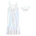 thumbnail image 4 of Miaeowve Toddler Baby Girls Retro 70s Outfit Disco Flared Jumpsuit Sleeveless Sparkly Bodysuit Ivory 6-12M, 4 of 7