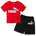 thumbnail image 5 of Conjunto de dos piezas de camiseta y pantalón corto de algodón con estampado informal de moda de verano para niños y niñas de 2 a 12 años, 5 of 5