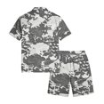 thumbnail image 4 of Dwelliawo Men's 2 Piece Casual Camouflage Outfit, Short Sleeve Button Down Shirt and Drawstring Shorts Breathable Summer Outfits for Outdoor Activities and Leisure Light Gray XL, 4 of 5