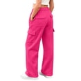thumbnail image 2 of YgkuHd Girls Solid Multi Pocket Cargo Sweatpants Elastic Waist Relaxed Pants for Daily Active Wear Hot Pink 170, 2 of 8