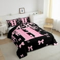 thumbnail image 3 of jejeloiu Personalized Letter H Full Size Comforter Sets,Monogrammed Theme Bedding Comforter Set,Ribbon Bow Knot Bedding Sets,Ultra Soft Bedroom Decor Reversible,3-Piece, 3 of 8