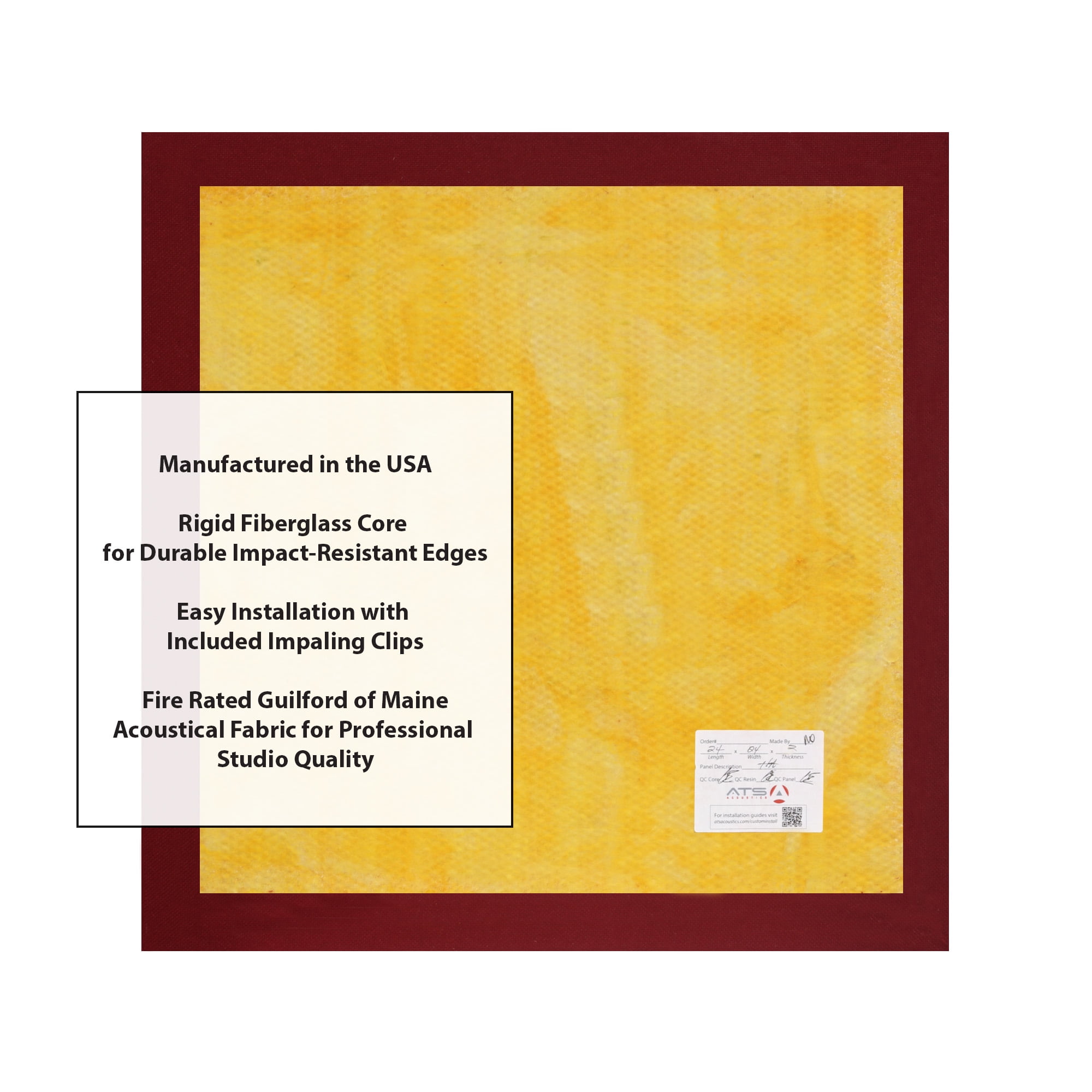 ATS Acoustics Hardened Edge Fire Rated Professional Studio Quality Acoustic Panel 24x24x2
