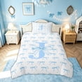 thumbnail image 2 of meiyoeat Cartoon Bow Letter J Twin Duvet Cover for Kids, Cute Princess Style Twin Bedding, Blue, Colorful Star Reversible, 2pcs, 1 Duvet Cover and 1 Pillowcase, 2 of 6