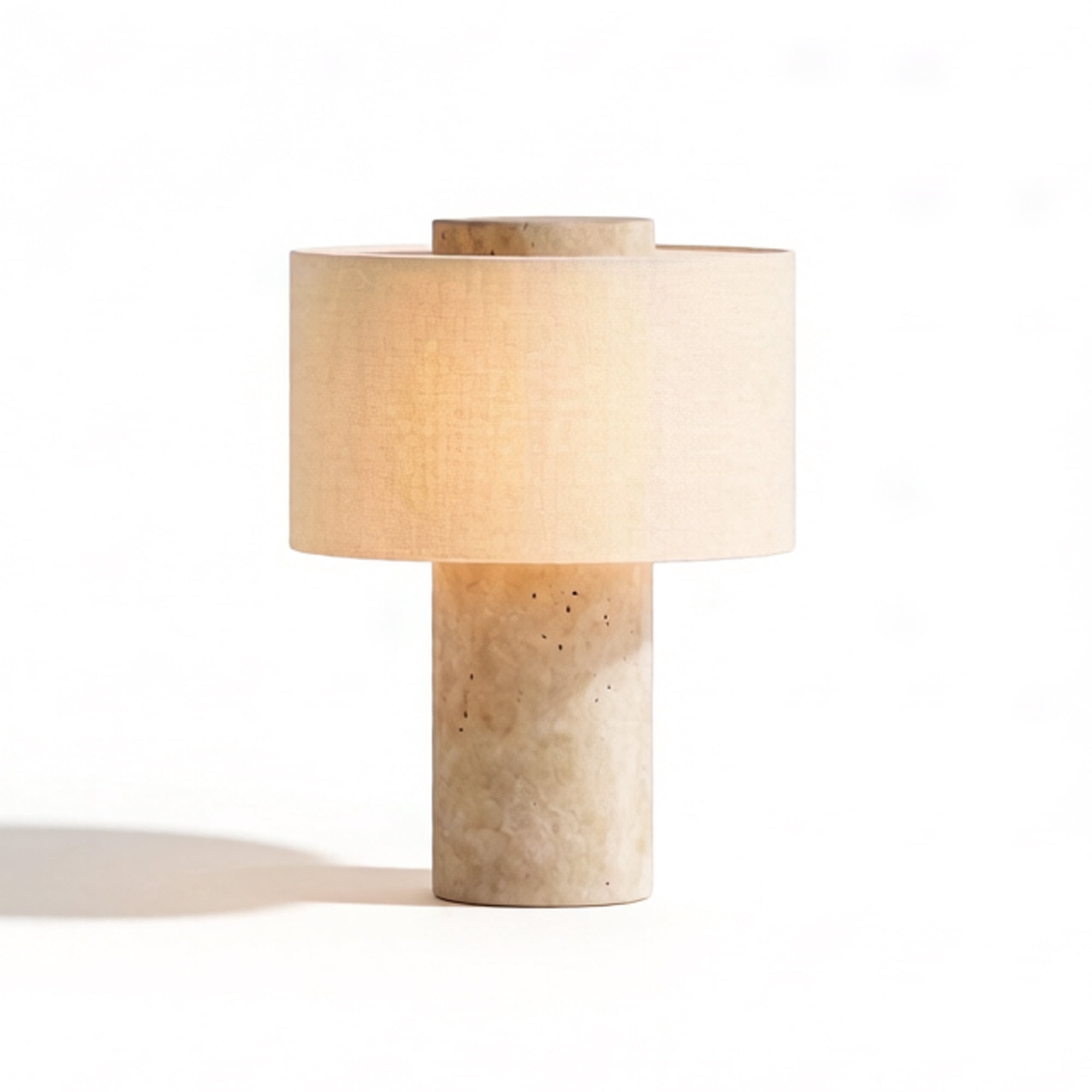 Travertine Lamp, Rechargeable 10 Inch Stone Table Lamp Marble Wabi Sabi Light Fixture Cordless Touch Dimmable LED Decor for Console, Side, Entryway, Foyer, Counter
