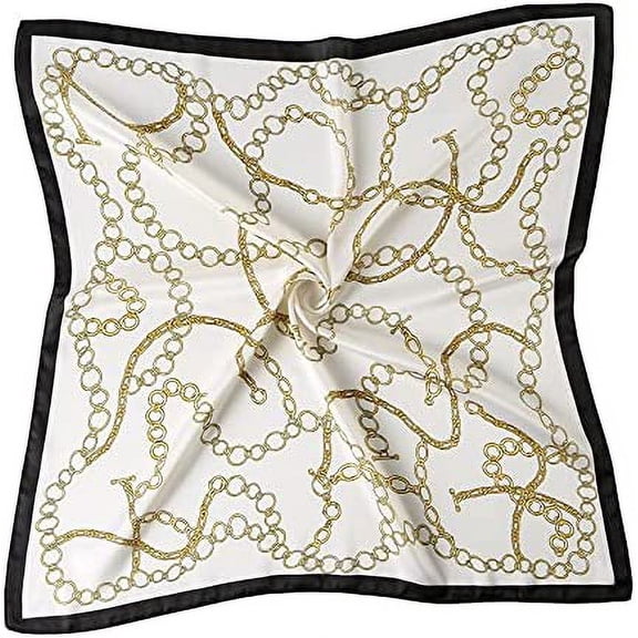 WEIFEI-Silk Like Scarf Women's Fashion Pattern Large Square Satin Headscarf 27 x 27inches