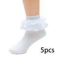 thumbnail image 2 of LYMAYTER 5 Pack Toddler Dress Socks Summer Kids Girls Ruffle Ankle Socks Mesh Princess Dress Socks 1-13Y, 2 of 7