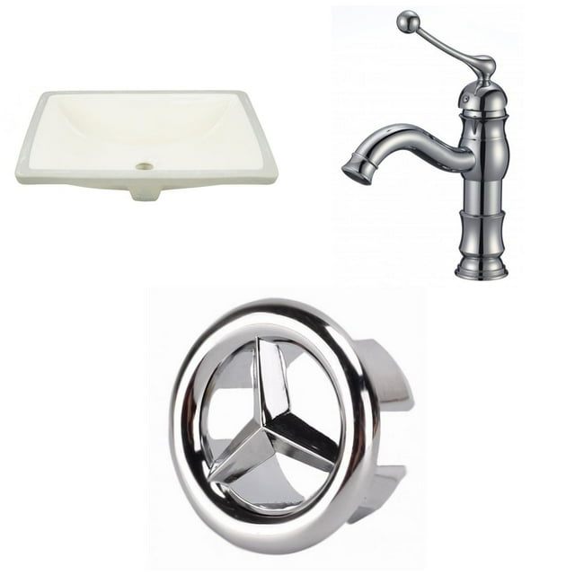 American Imaginations 18.25-in. W CUPC Rectangle Bathroom Undermount Sink Set In Biscuit - Chrome Hardware AI-26813