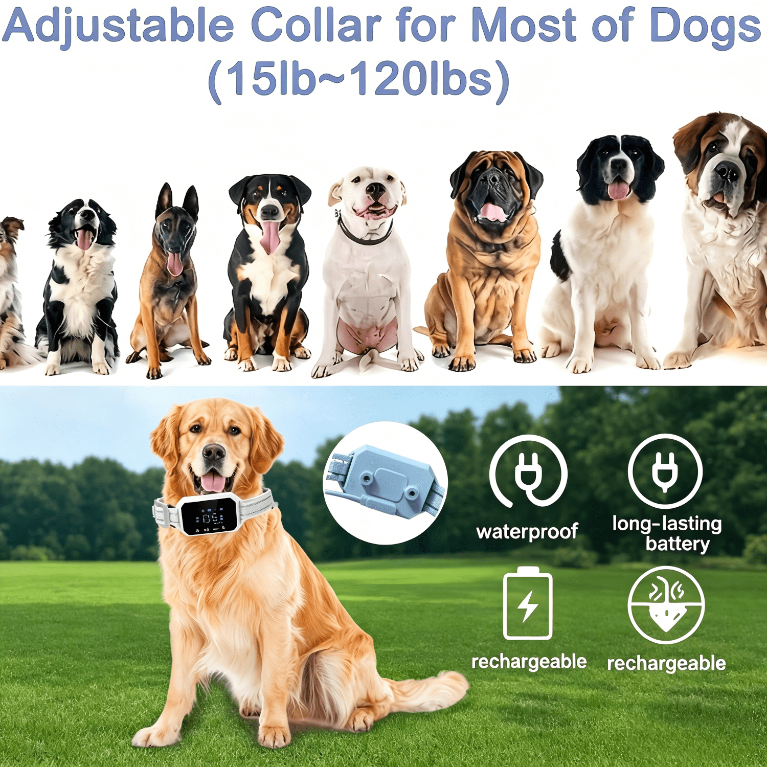 GPS Dog Collar, Wireless Dog Fence 100–3280 ft Circular Boundary, Adjustable Range, IP67 Waterproof Training Collar, Pet Boundary Container, Suitable and Harmless for All Dogs,White