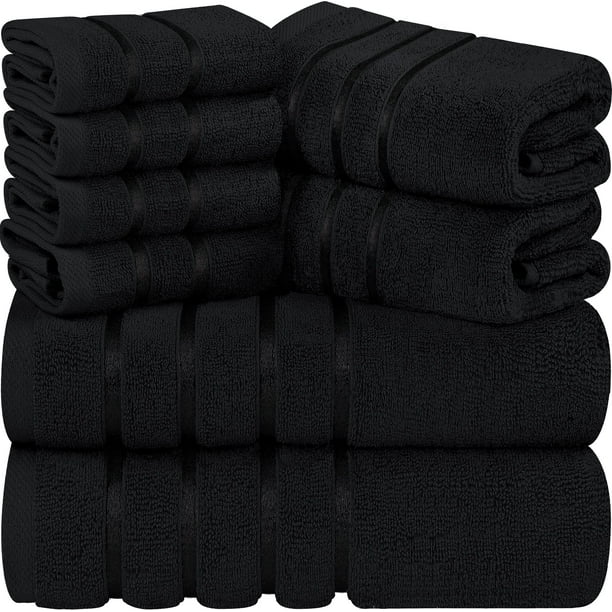 Utopia Towels Juego De Toallas De Lujo De 8 Piezas, 2 Toallas De Baño, 2 Toallas De Mano Y 4 Paños De Lavado, 600 G/M², 100% Algodón Hilado En Anillos, Toallas De Rayas De Viscosa Altamente Absorbente
