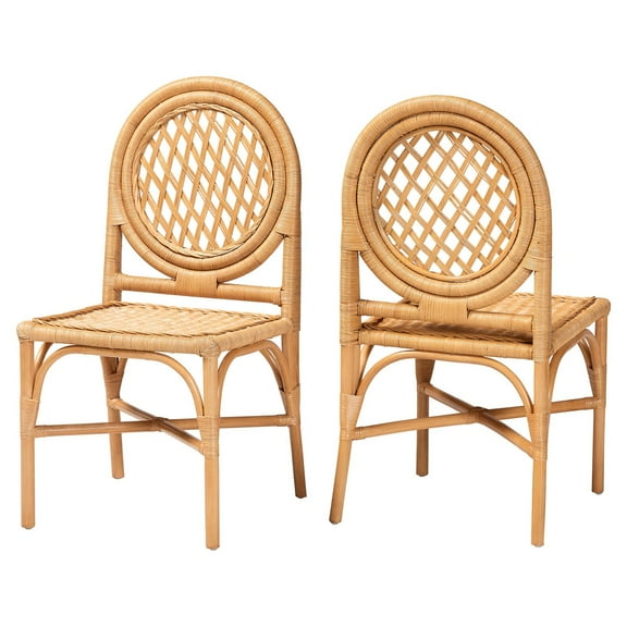 bali & pari Oxford Rattan Dining Chair Set of 2 Accent Chairs Wicker Seating