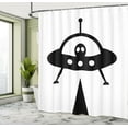 thumbnail image 4 of Ambesonne Alien Shower Curtain, Monochrome Stamp Look Space, 69"Wx75"L, Charcoal Grey and White, 4 of 4