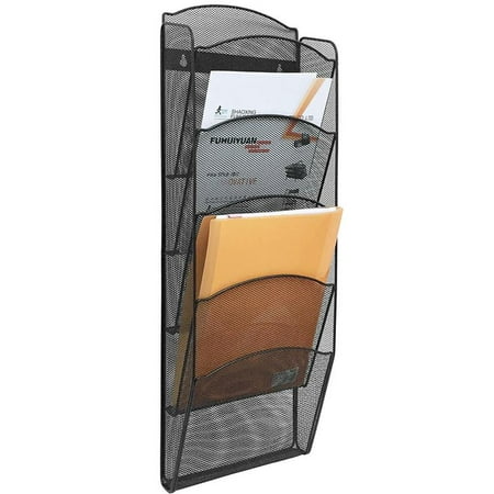 - Greenco Mesh 5 Slot Wall Mounted Magazine Rack Holder, Black