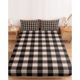 thumbnail image 2 of Twin XL Size Fitted Sheet Set - Black Plaid 2 Piece Bedding Sets 16" Deep Pocket Fitted Sheet with 1 Pillowcases, Vintage Country Gray Buffalo Check Gingham Brushed Microfiber Hotel Luxury Bed Sheets, 2 of 9