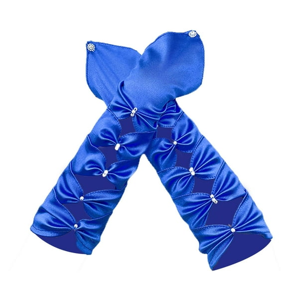 Guantes largos de fiesta de ópera para mujer, guantes plisados, guantes elásticos de fiesta de los años 20 para Azul