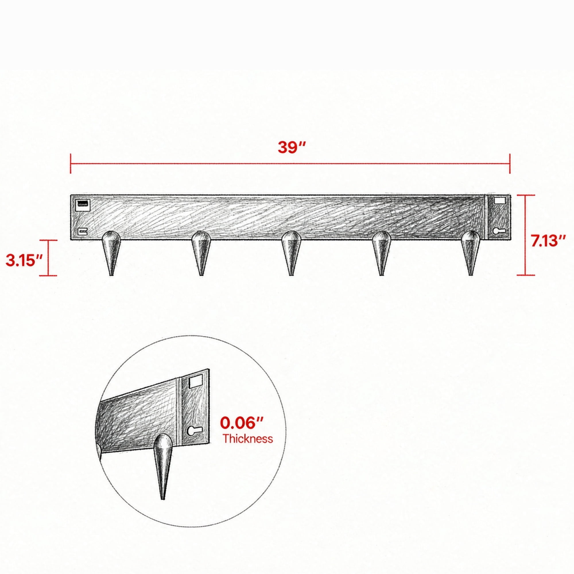 5-Pack Steel Landscape Edging (39x4 in), Bendable Heavy Duty Metal Garden Border for Flower Beds & Pathways