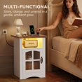 thumbnail image 5 of Homall Nightstand Set of 2 with Charging Station & Adjustable LED Lights, End Table Bedside Table with Glass Door & Open Shelf for Bedroom Living Room, White, 5 of 7