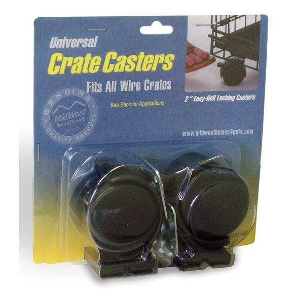 Midwest Homes for Pets, MW44 Universal Crate Casters (2-Pack) Caster Wheel Replacements
