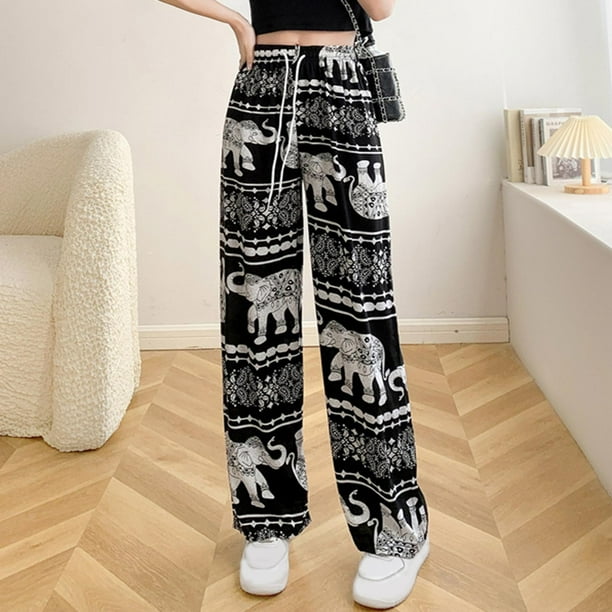 Pantalones Harem Mujer Cintura Alta Pantalones Boho para Mujer Bohemio Ligero Tailandes Ropa Casual Pierna Ancha Pantalones Hippie para Verano Mujer M Blanco Fernando Pantalones de pierna ancha para m...
