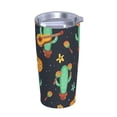 thumbnail image 2 of Vaso de acero inoxidable con tapa y diseño floral de cactus mexicano, taza térmica portátil de 20 oz, 2 of 7
