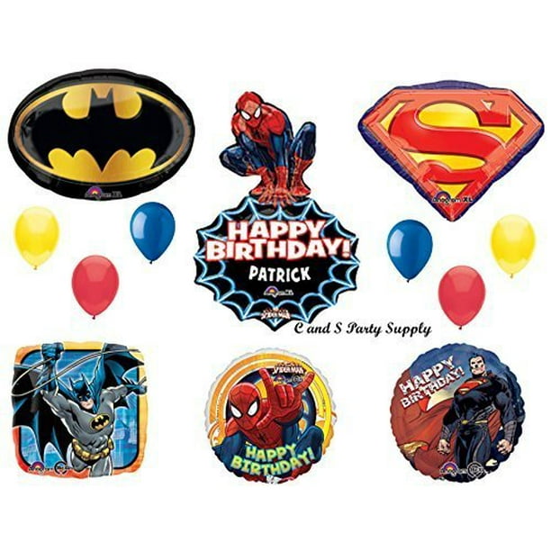 SUPERHEROES---SPIDER-MAN, SUPERMAN & BATMAN Birthday Party Mylar BalloonS  Decorations Supplies by Anagram by Anagram 