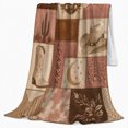 thumbnail image 2 of Rustic Western Patchwork Cowboy Theme, Cozy Rustic Scene, Warm Flannel Blanket for Ranch House and Living Room with Detailed Artwork, Animal Lovers Birthday Gift, Rustic Home Decor, 2 of 8