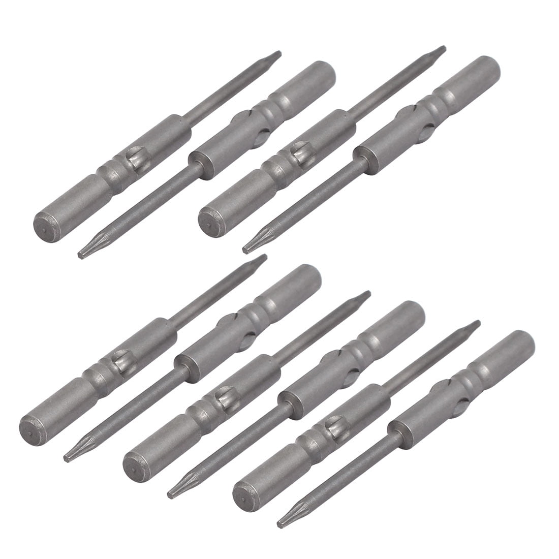 T5 Torx Screwdriver Bit 5mm Dia Round Shank Gray 10 Pcs