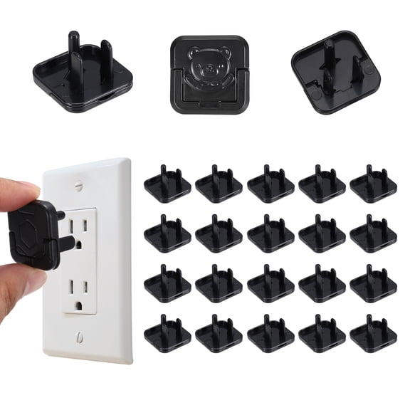 Uxcell 24 Pack Outlet Covers Proofing, Electrical Safety Plug Covers Outlets Socket Proof Caps Easy Install Plug Power Sockets Protectors for 3-Prong Wall Plate, Black