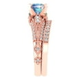thumbnail image 3 of Clara Pucci 18K Rose Gold Round Cut 1.5Ct Synthetic Blue Moissanite Engagement Ring + Matching Band - Luxury Box Included, 3 of 7