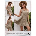 thumbnail image 7 of HUBERY Women Embroidered Floral Fringed Lace Up V Neck Sleeveless Bohemian Dress, 7 of 7