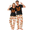 thumbnail image 7 of Family Halloween Pajamas Matching Sets, Black Jack‑o‑Lantern Face Soft Short Sleeve Top and Off‑White Pumpkin Print Long Pants, 2 Piece Holiday Sleepwear Halloween Family Pjs Set, 7 of 7