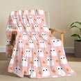 thumbnail image 3 of Cute Halloween Blankets Soft Ghost Pattern Throw Blanket, Fall Throw Blanket Farmhouse Holiday Decor for Home Living Room Sofa Couch Bed Travel Gifts, 3 of 7