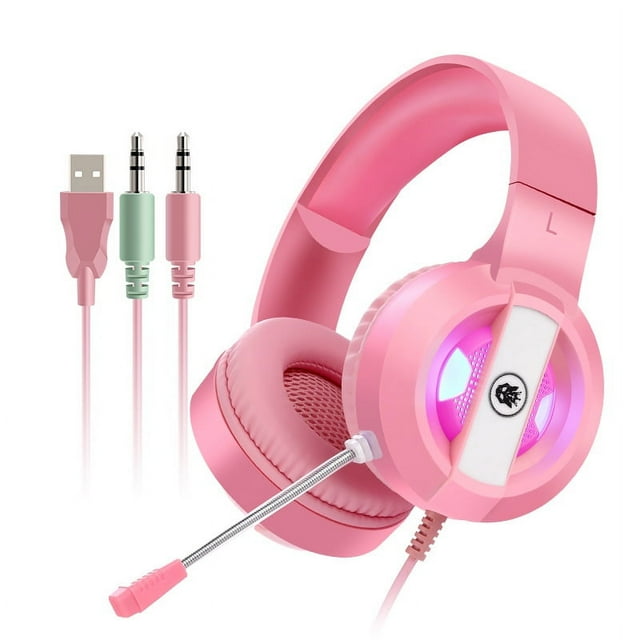 Casque de Jeu avec Son Surround 7.1 Stéréo, Casque avec Micro Antibruit et Lumière LED
