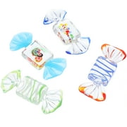 4Pcs Murano Glass Candy Artificial Colorful Glass Candy Figurine Glass Model Desktop Bowl Fillers for Birthday Wedding Party (Random Style)