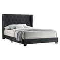 thumbnail image 1 of Black Velvet Panel Bed with Tufted Headboard in Full Size, 1 of 3