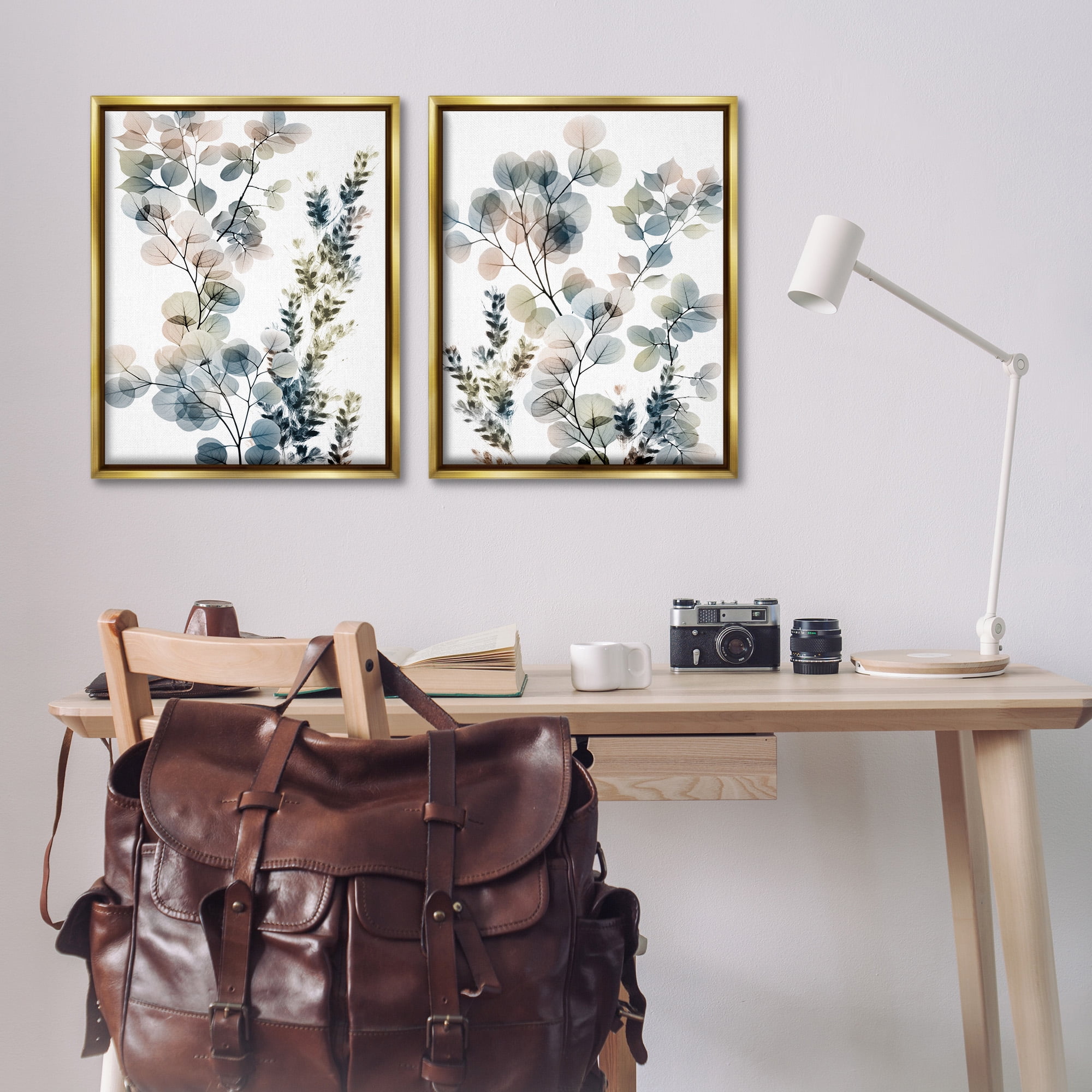 Stupell Industries Collage of Translucent Plants Botanical & Floral Photography Gold Floater Framed Canvas Art Print Wall Art, 25 x 31, Set of 2