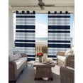 thumbnail image 6 of Navy Sky Blue Ombre Striped Blackout Curtains for Bedroom Living Room Darkening Curtains 84 Inch Length 2 Panels Set Gradient Horizontal Lines Window Curtain Window Treatment Grommet Drapes 42"x84", 6 of 9