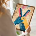 thumbnail image 7 of 1pc Metal Wall Art, 8x12 Inches, Clasped Hands Unity Solidarity Sign with Blue Yellow Colors & Vintage Textured Background, Decorative Paddle/Blue Pink Objects,, 7 of 7