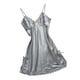 thumbnail image 5 of Camisón de seda sexy para mujer, babydoll de encaje plateado S, 5 of 8