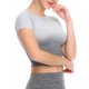 thumbnail image 5 of Mujer Deporte Yoga Gimnasio Ropa de manga corta Crop Top Entrenamiento Fitness (Gris L), 5 of 8