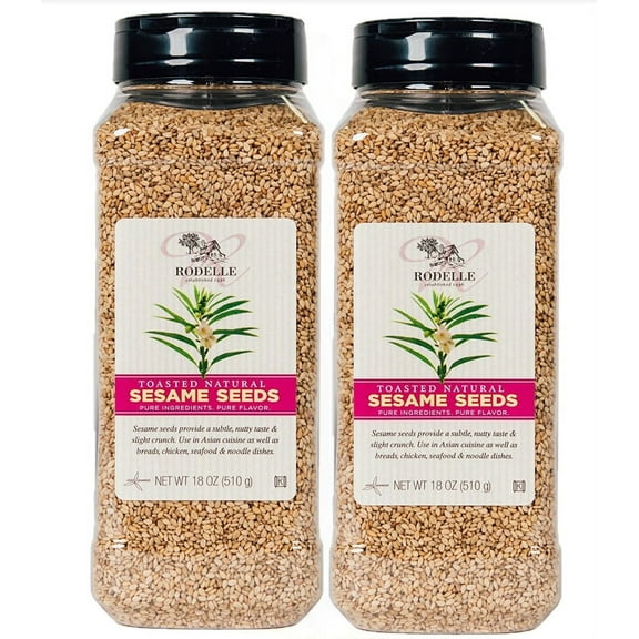 2 Pack | Rodelle Toasted Natural Sesame Seeds, 18 Oz