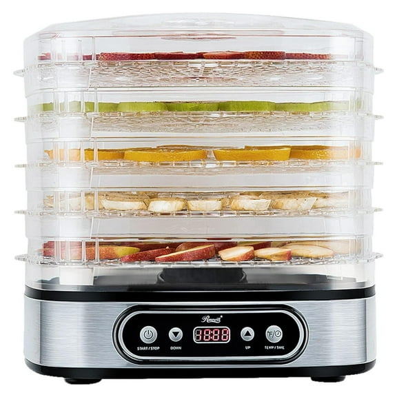 Food Dehydrator, 5 Stackable Trays with Adjustable 48H Timer and Temperature Control - Electric Food Preserver for Jerky, Fruits, Veggies, Meat & Dog Treats, Large capacity Black