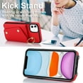 thumbnail image 6 of ShellTech for iPhone 11 Case with Card Holder and Strap - Zipper Pocket,Crossbody Lanyard Strap,Credit Card Holder,Stand Ring,Cute Phone Wallet Case for Women,Red, 6 of 10