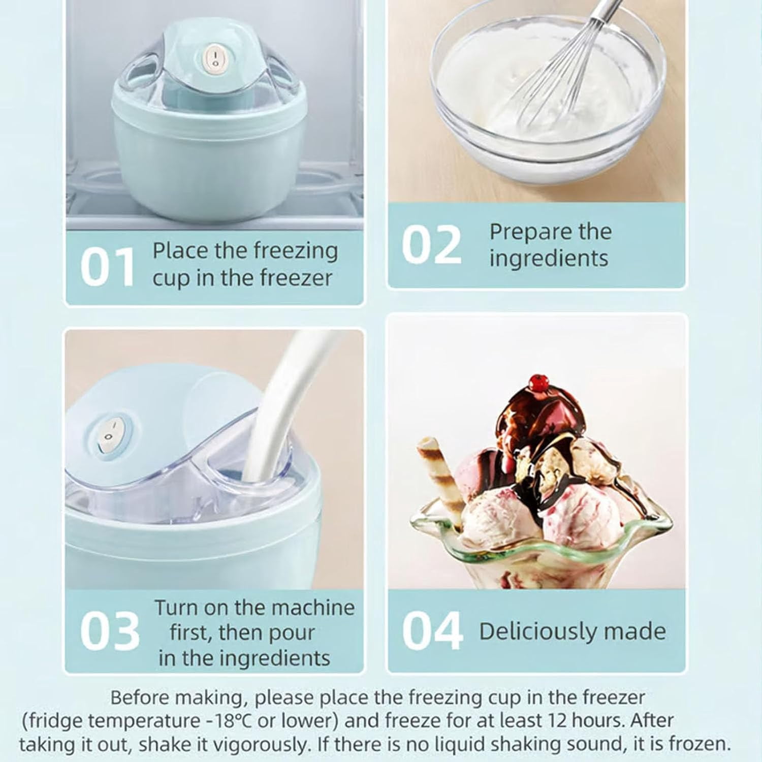 Small Home Mini Ice Cream Maker, Personal Ice Cream Maker, 17oz Electric Gelato & Sorbet Machine for Homemade Frozen Yogurt, Quick 15-Minute Automatic with One-Touch Control for Family (Pink)