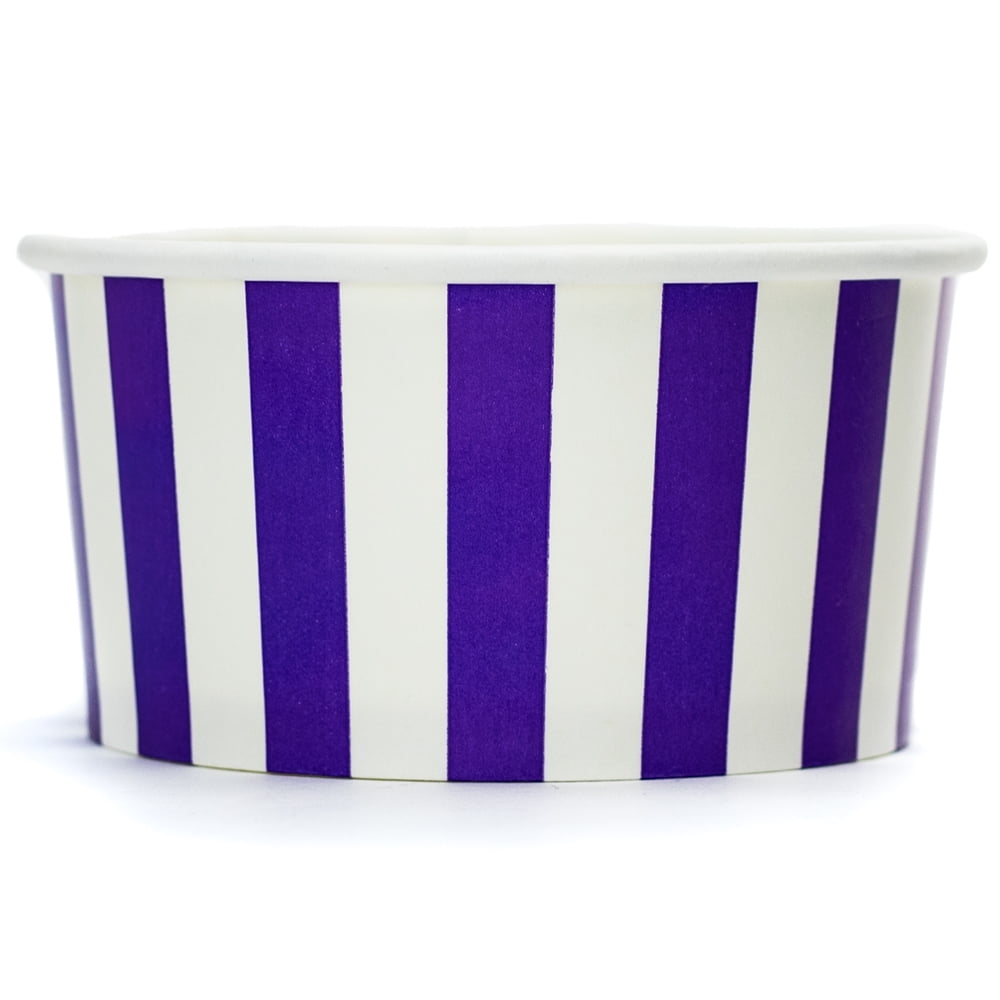 Purple Paper Ice Cream Cups 6 oz Striped Dessert Bowls Comes In