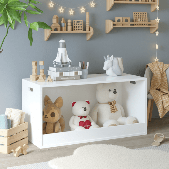 Homy Casa Kids Toy Storage Cabinet, Low Accent Storage Cabinet for Playroom & Nursery, White
