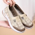 thumbnail image 2 of Gpaecead Women's Knit Flats Breathable Mesh Hollow Slip On Soft Sole Lightweight Comfortable Casual Walking Shoes For Daily Khaki, 2 of 7