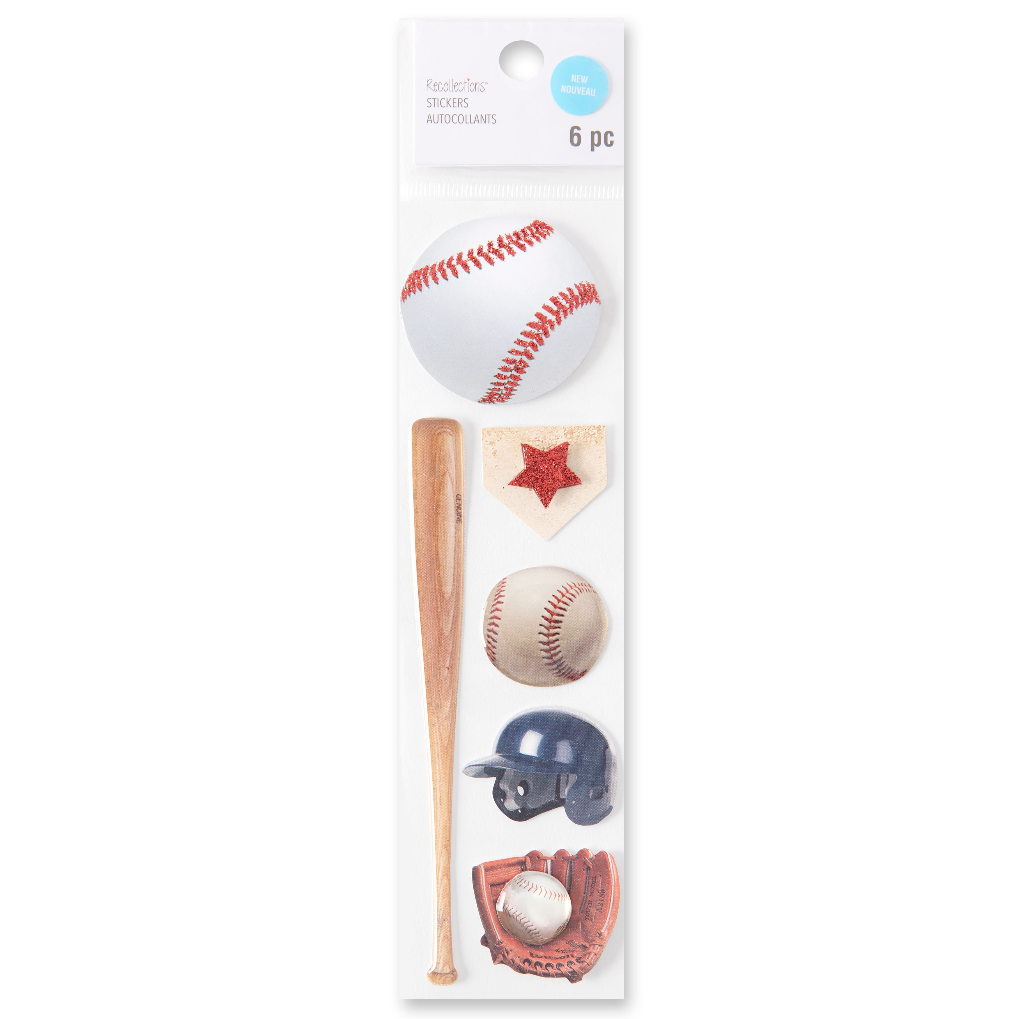 Recollections Baseball Icons Dimensional Stickers, 12 Pack